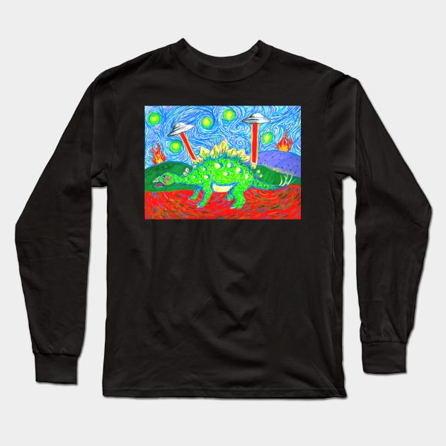 Stacy The Stegosaurus Long Sleeve T-Shirt by Art of V. Cook